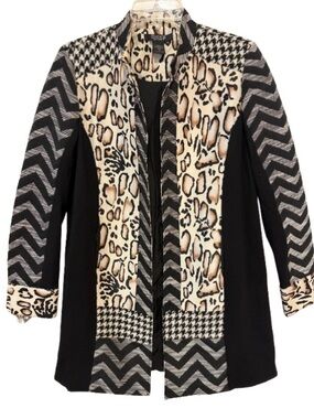 Vtg 90s Moka Sport”Mix-It-UpAnimal Print Patchwork Open-Front DusterJacket Small